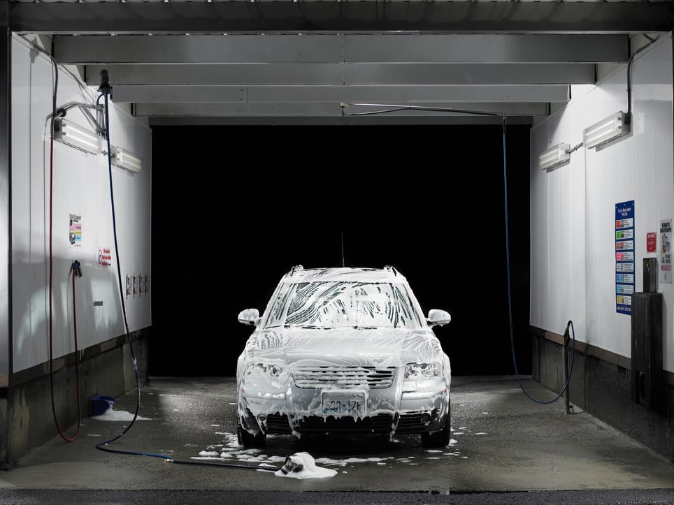 Soapy car at self service car wash